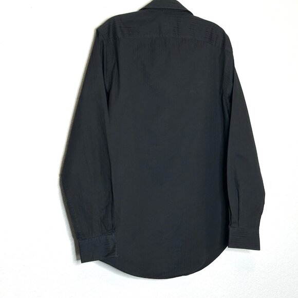 Men's Structure Medium (38-40) Black Pinstriped Button-up Long Sleeve Shirt - Picture 9 of 10